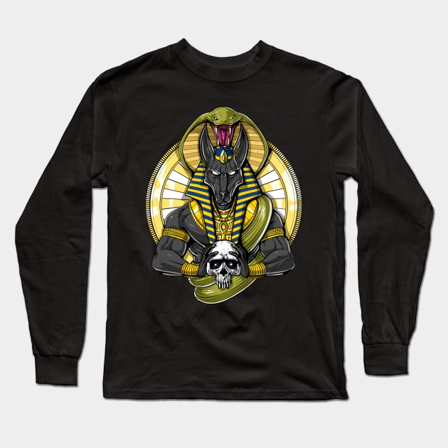 Egyptian God Anubis Long Sleeve T-Shirt by underheaven